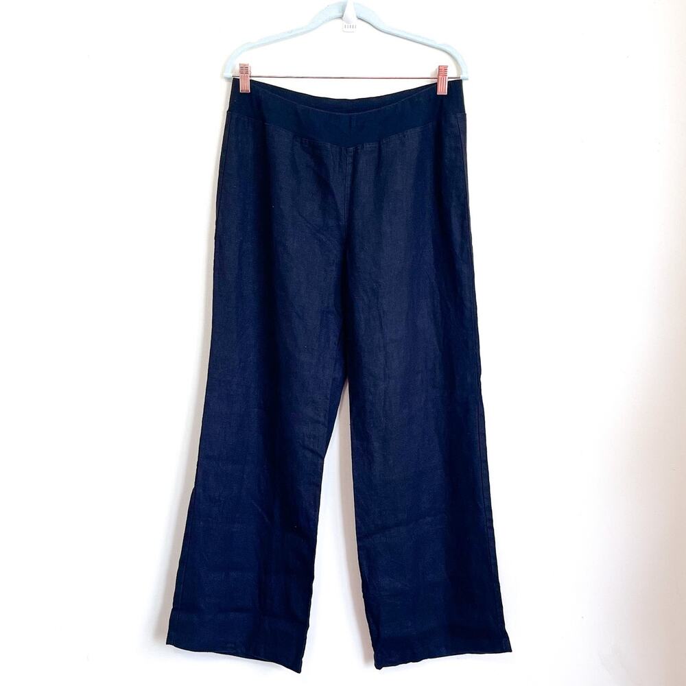 Jones New York Wide Leg Lagonlook Linen Womens Pants Size M Black‎ Minimalist